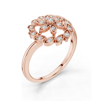 0.195 CT Lab-Grown Diamond Flower Ring for Women | VVS-VS EF Clarity | 18KT, 14KT, 10KT Gold & 925 Silver | Rose, Yellow, White Gold & Moissanite Options