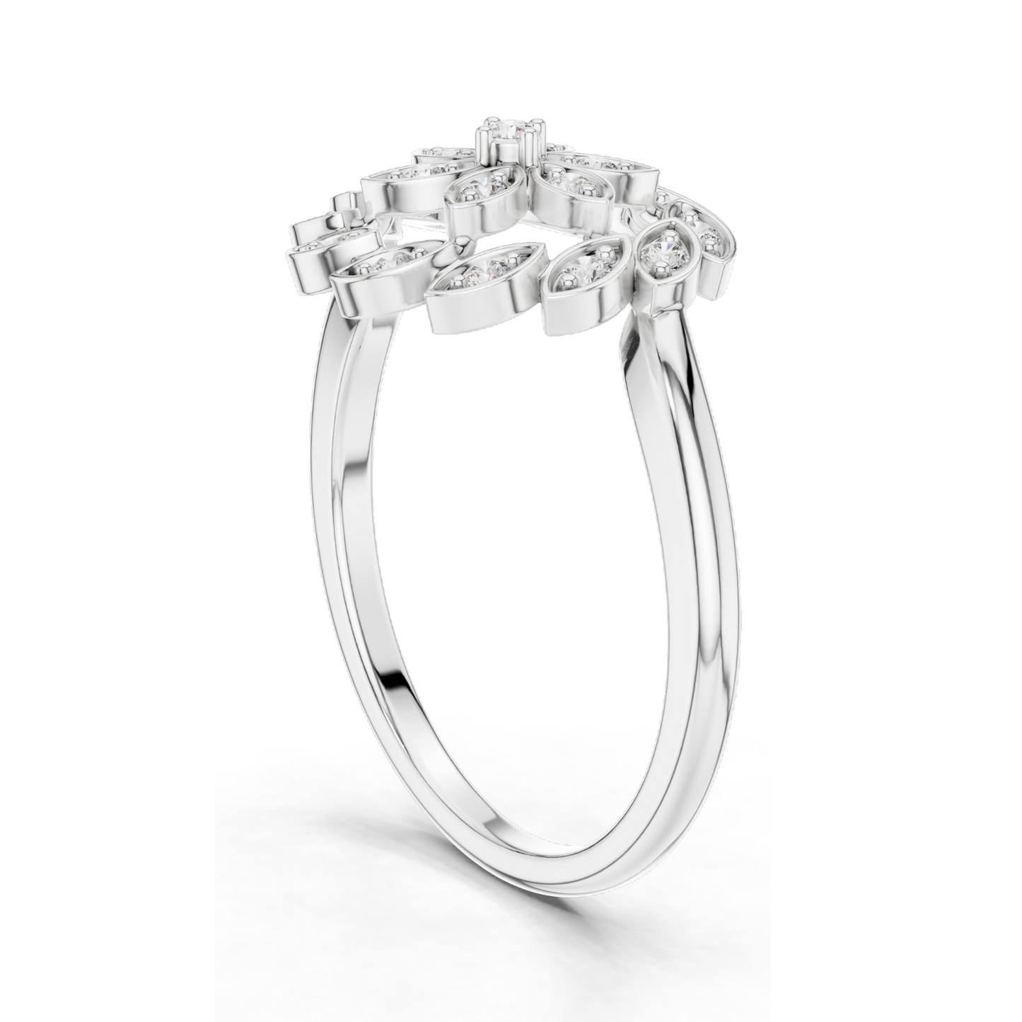 0.195 CT Lab-Grown Diamond Flower Ring for Women | VVS-VS EF Clarity | 18KT, 14KT, 10KT Gold & 925 Silver | Rose, Yellow, White Gold & Moissanite Options