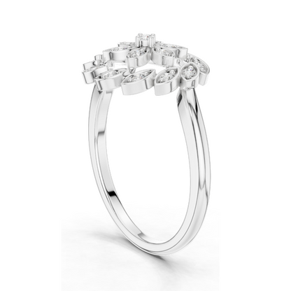 0.195 CT Lab-Grown Diamond Flower Ring for Women | VVS-VS EF Clarity | 18KT, 14KT, 10KT Gold & 925 Silver | Rose, Yellow, White Gold & Moissanite Options