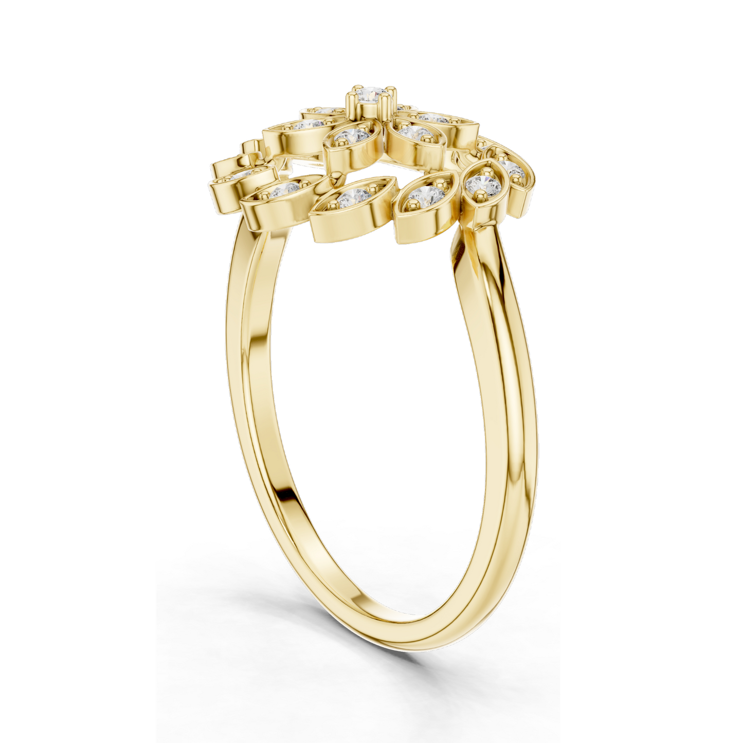 0.195 CT Lab-Grown Diamond Flower Ring for Women | VVS-VS EF Clarity | 18KT, 14KT, 10KT Gold & 925 Silver | Rose, Yellow, White Gold & Moissanite Options