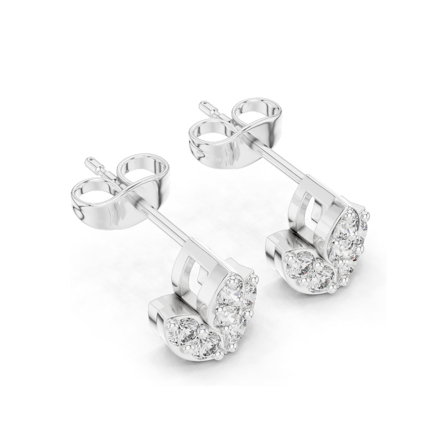 Diamond Flower Stud Earrings | 0.36 CT Lab-Cut VVS-VS Clarity | 18KT, 14KT, 10KT Gold & 925 Silver | Rose, Yellow, White Gold & Moissanite Options