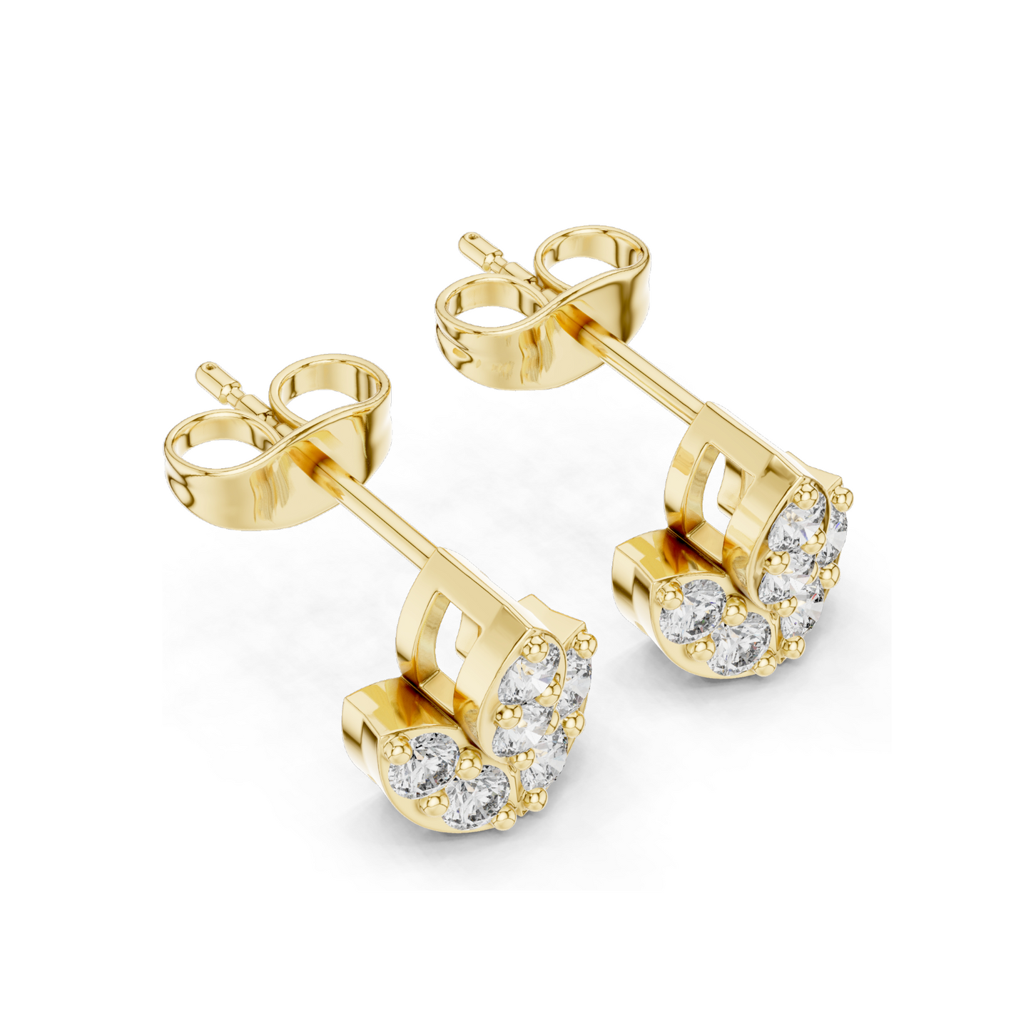 Diamond Flower Stud Earrings | 0.36 CT Lab-Cut VVS-VS Clarity | 18KT, 14KT, 10KT Gold & 925 Silver | Rose, Yellow, White Gold & Moissanite Options