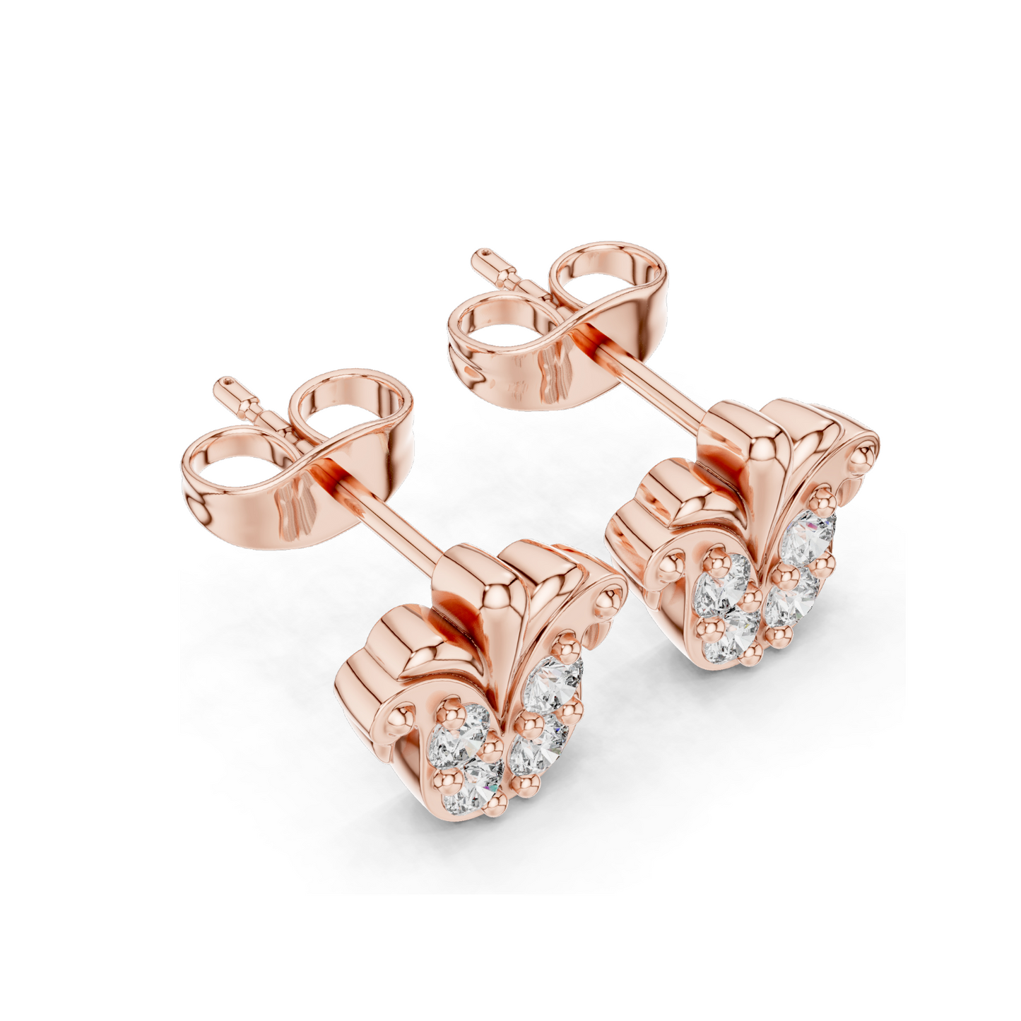 Floral Diamond Earrings | 0.28 CT Lab-Created Diamonds, 18KT, 14KT, 10KT Gold & 925 Silver | White, Yellow, Rose Gold Options | Moissanite Available
