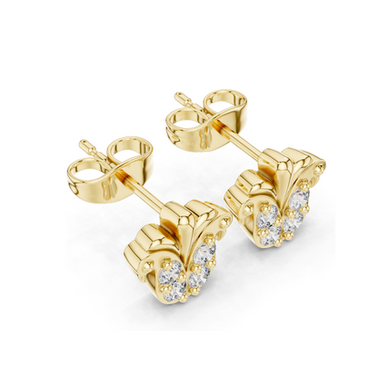 Floral Diamond Earrings | 0.28 CT Lab-Created Diamonds, 18KT, 14KT, 10KT Gold & 925 Silver | White, Yellow, Rose Gold Options | Moissanite Available