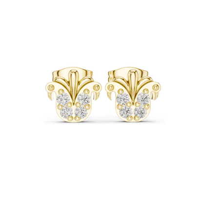 Floral Diamond Earrings | 0.28 CT Lab-Created Diamonds, 18KT, 14KT, 10KT Gold & 925 Silver | White, Yellow, Rose Gold Options | Moissanite Available