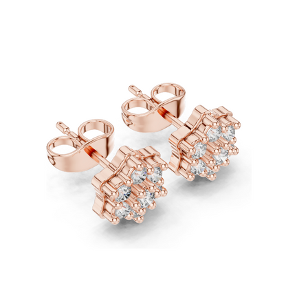 0.31 CT Diamond Cluster Earrings | Lab-Grown VVS-VS EF Clarity | 18KT, 14KT, 10KT Gold & 925 Silver | Rose, Yellow, White Gold & Moissanite Options