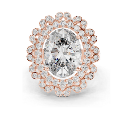 1.08 CT Lab Diamond Halo Ring for Women | VVS-VS EF Clarity | 18KT, 14KT, 10KT Gold & 925 Silver | Rose, Yellow, White Gold & Moissanite Options