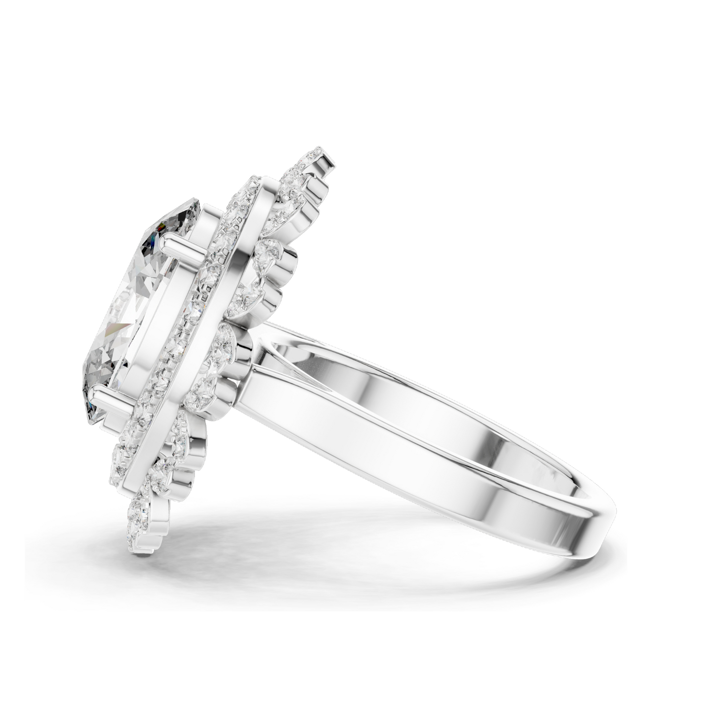 1.08 CT Lab Diamond Halo Ring for Women | VVS-VS EF Clarity | 18KT, 14KT, 10KT Gold & 925 Silver | Rose, Yellow, White Gold & Moissanite Options