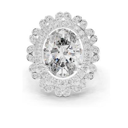 1.08 CT Lab Diamond Halo Ring for Women | VVS-VS EF Clarity | 18KT, 14KT, 10KT Gold & 925 Silver | Rose, Yellow, White Gold & Moissanite Options