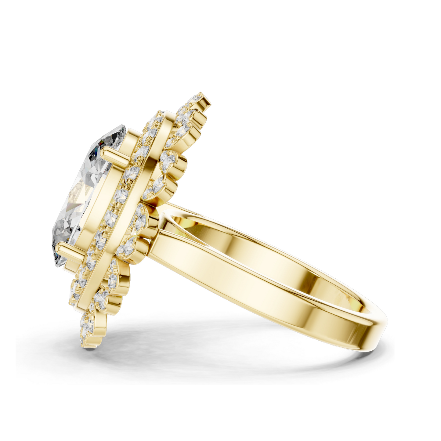 1.08 CT Lab Diamond Halo Ring for Women | VVS-VS EF Clarity | 18KT, 14KT, 10KT Gold & 925 Silver | Rose, Yellow, White Gold & Moissanite Options