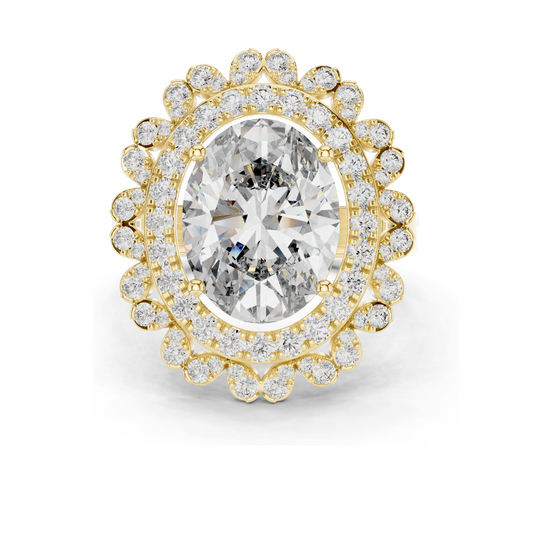 1.08 CT Lab Diamond Halo Ring for Women | VVS-VS EF Clarity | 18KT, 14KT, 10KT Gold & 925 Silver | Rose, Yellow, White Gold & Moissanite Options