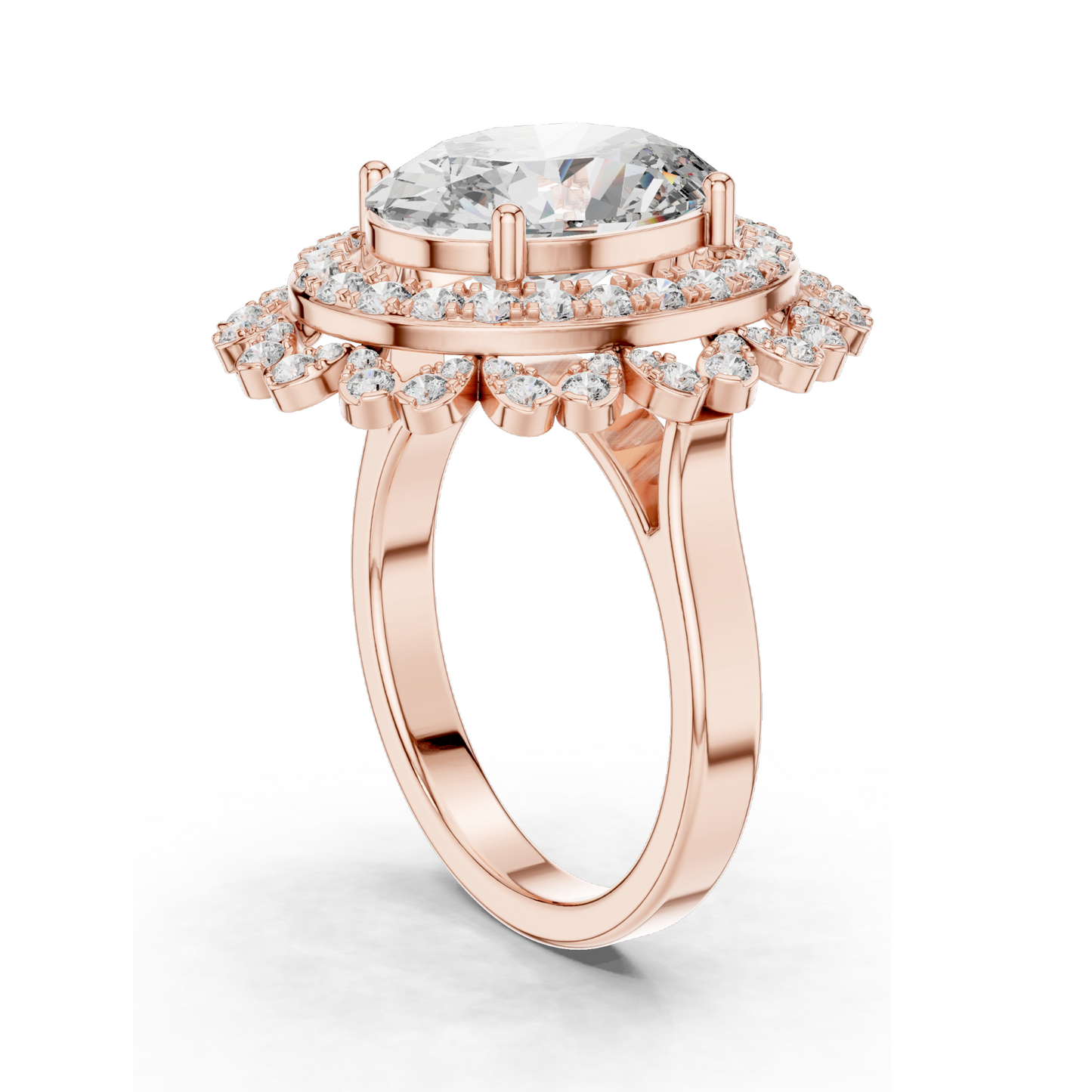 1.08 CT Lab Diamond Halo Ring for Women | VVS-VS EF Clarity | 18KT, 14KT, 10KT Gold & 925 Silver | Rose, Yellow, White Gold & Moissanite Options
