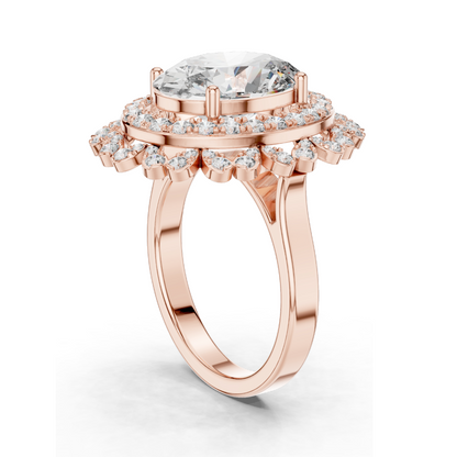 1.08 CT Lab Diamond Halo Ring for Women | VVS-VS EF Clarity | 18KT, 14KT, 10KT Gold & 925 Silver | Rose, Yellow, White Gold & Moissanite Options
