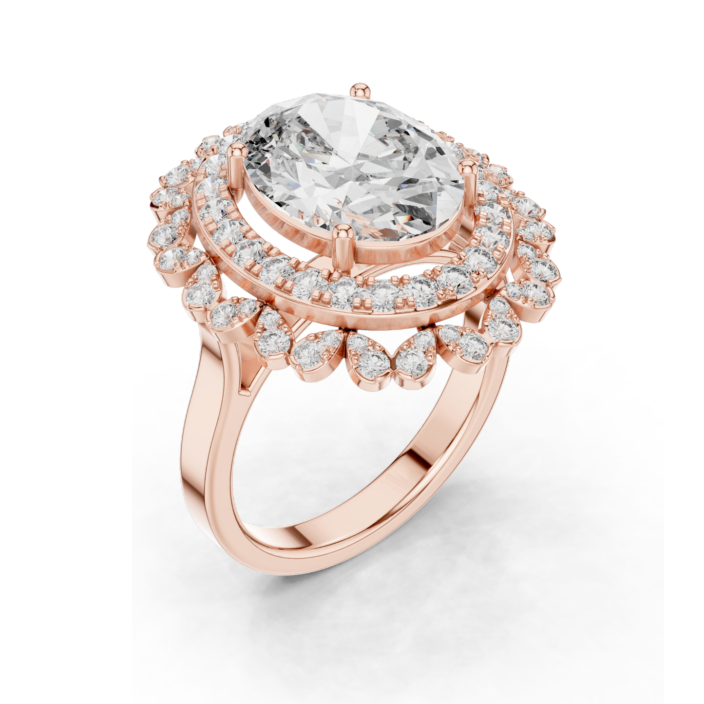 1.08 CT Lab Diamond Halo Ring for Women | VVS-VS EF Clarity | 18KT, 14KT, 10KT Gold & 925 Silver | Rose, Yellow, White Gold & Moissanite Options