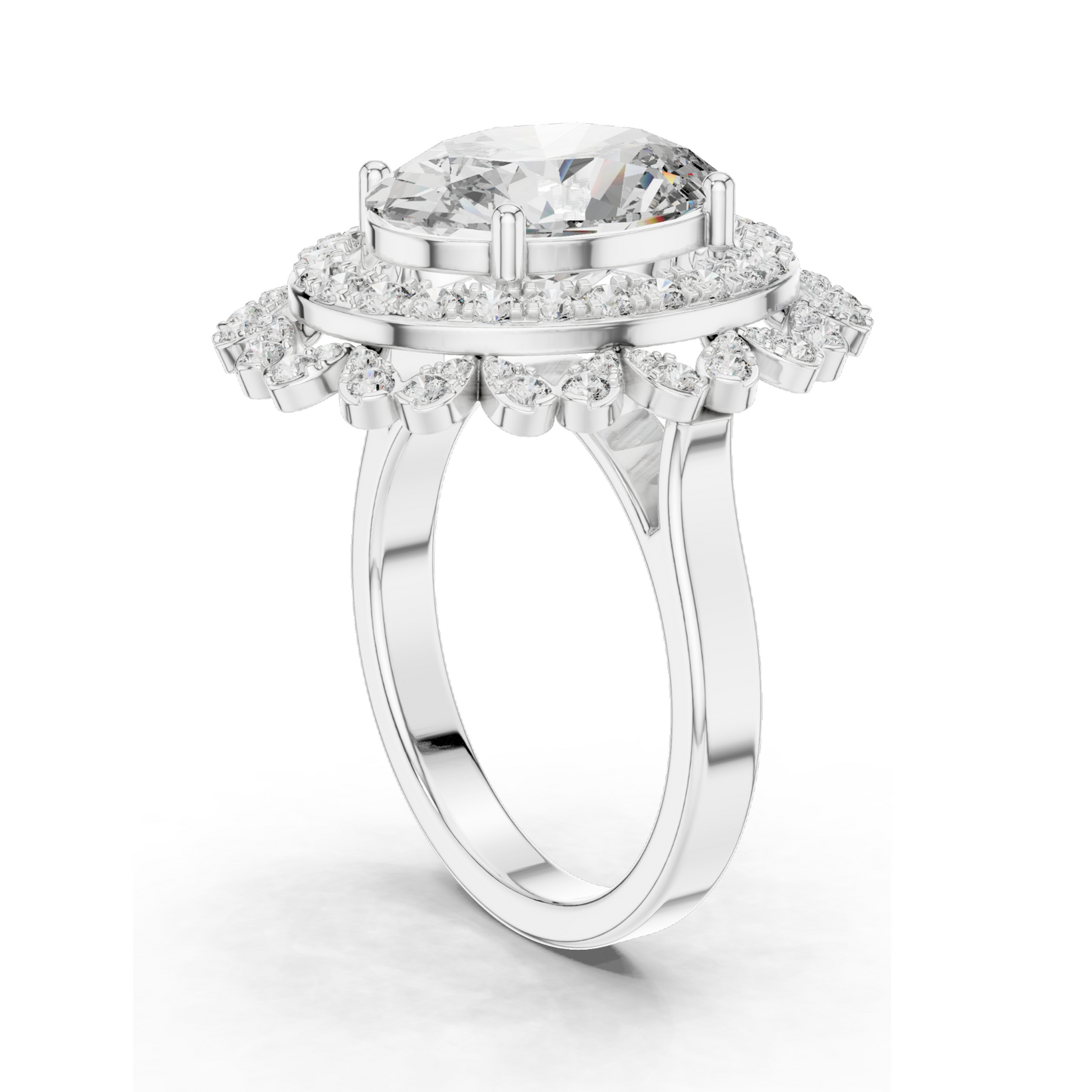 1.08 CT Lab Diamond Halo Ring for Women | VVS-VS EF Clarity | 18KT, 14KT, 10KT Gold & 925 Silver | Rose, Yellow, White Gold & Moissanite Options