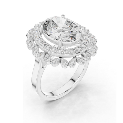 1.08 CT Lab Diamond Halo Ring for Women | VVS-VS EF Clarity | 18KT, 14KT, 10KT Gold & 925 Silver | Rose, Yellow, White Gold & Moissanite Options