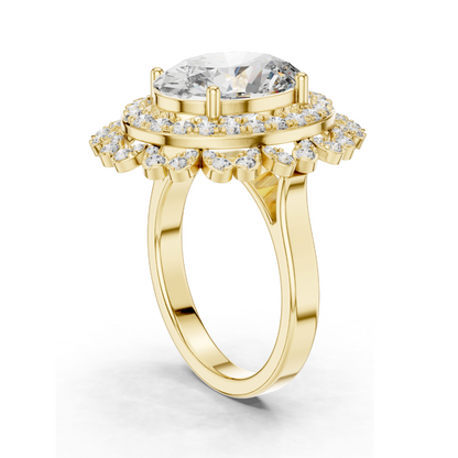 1.08 CT Lab Diamond Halo Ring for Women | VVS-VS EF Clarity | 18KT, 14KT, 10KT Gold & 925 Silver | Rose, Yellow, White Gold & Moissanite Options