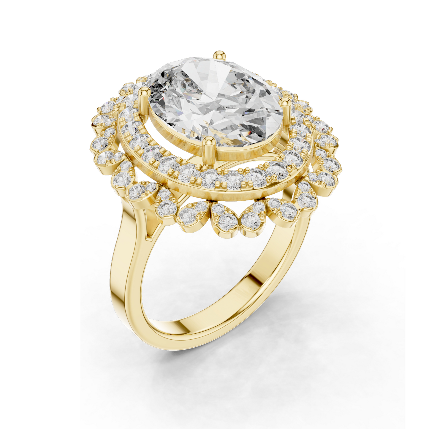 1.08 CT Lab Diamond Halo Ring for Women | VVS-VS EF Clarity | 18KT, 14KT, 10KT Gold & 925 Silver | Rose, Yellow, White Gold & Moissanite Options