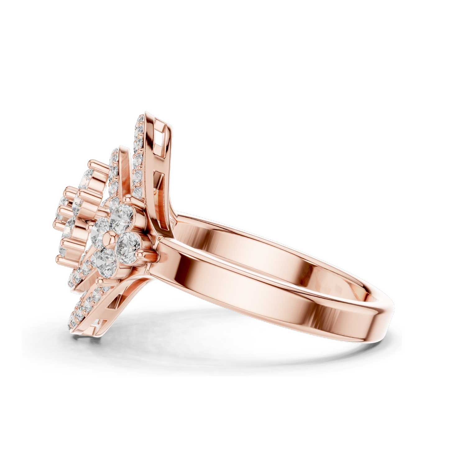 0.9 CT Lab Diamond Flower Design Ring for Women | VVS-VS EF Clarity | 18KT, 14KT, 10KT Gold & 925 Silver | Rose, Yellow, White Gold & Moissanite Options