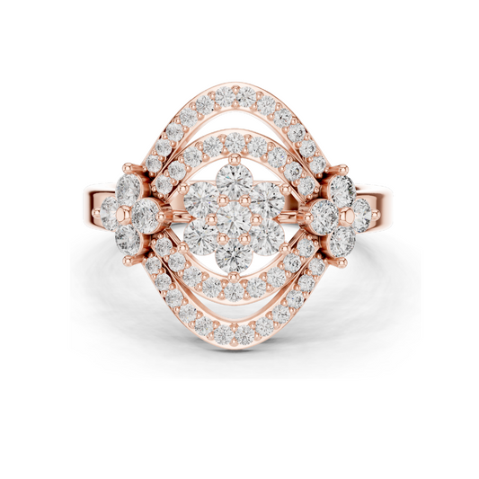 0.9 CT Lab Diamond Flower Design Ring for Women | VVS-VS EF Clarity | 18KT, 14KT, 10KT Gold & 925 Silver | Rose, Yellow, White Gold & Moissanite Options