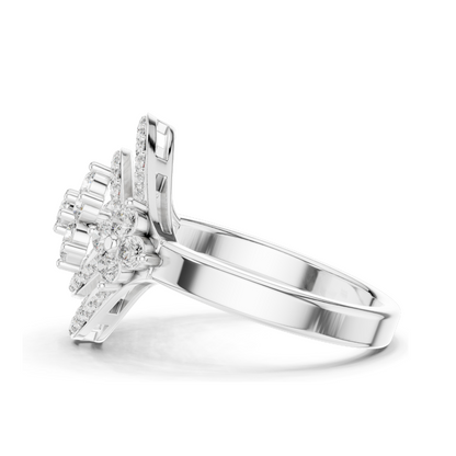 0.9 CT Lab Diamond Flower Design Ring for Women | VVS-VS EF Clarity | 18KT, 14KT, 10KT Gold & 925 Silver | Rose, Yellow, White Gold & Moissanite Options