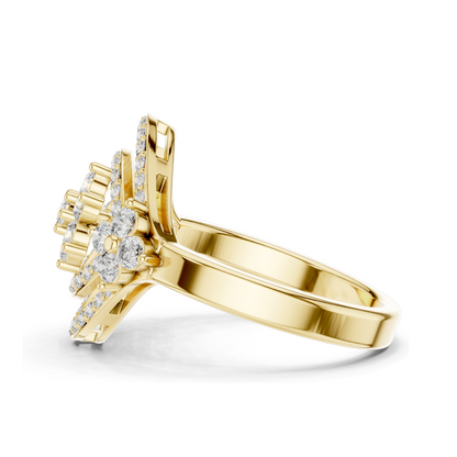0.9 CT Lab Diamond Flower Design Ring for Women | VVS-VS EF Clarity | 18KT, 14KT, 10KT Gold & 925 Silver | Rose, Yellow, White Gold & Moissanite Options