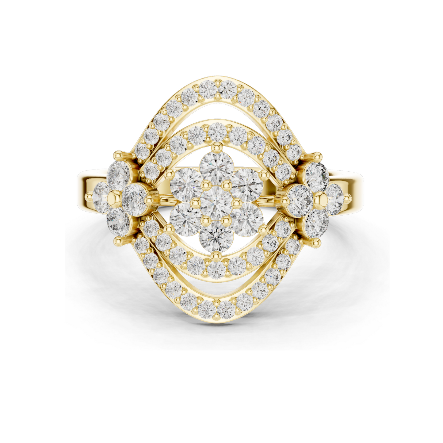0.9 CT Lab Diamond Flower Design Ring for Women | VVS-VS EF Clarity | 18KT, 14KT, 10KT Gold & 925 Silver | Rose, Yellow, White Gold & Moissanite Options