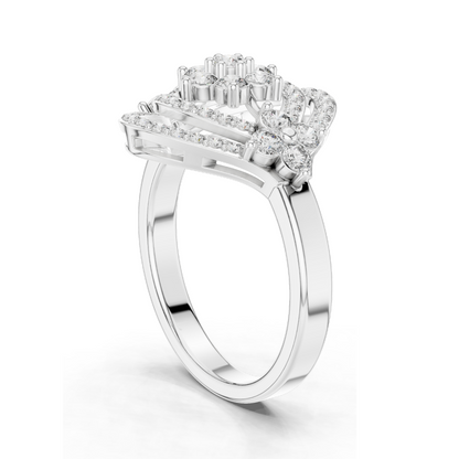 0.9 CT Lab Diamond Flower Design Ring for Women | VVS-VS EF Clarity | 18KT, 14KT, 10KT Gold & 925 Silver | Rose, Yellow, White Gold & Moissanite Options