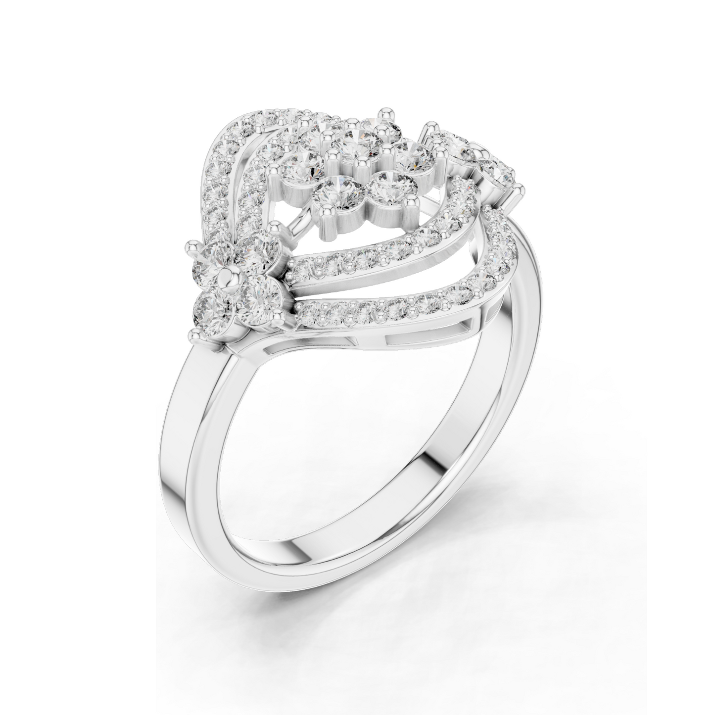 0.9 CT Lab Diamond Flower Design Ring for Women | VVS-VS EF Clarity | 18KT, 14KT, 10KT Gold & 925 Silver | Rose, Yellow, White Gold & Moissanite Options