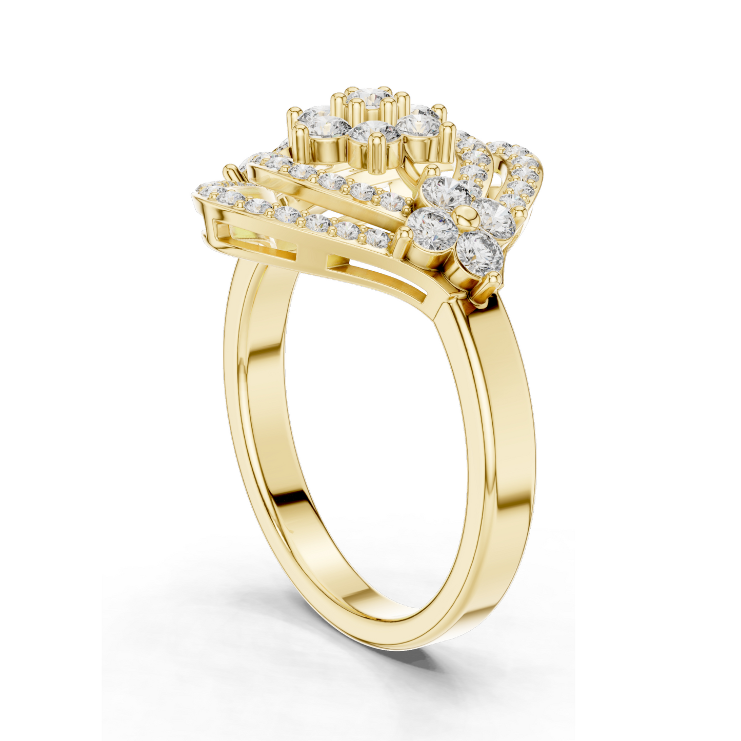 0.9 CT Lab Diamond Flower Design Ring for Women | VVS-VS EF Clarity | 18KT, 14KT, 10KT Gold & 925 Silver | Rose, Yellow, White Gold & Moissanite Options