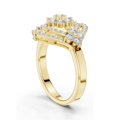 0.9 CT Lab Diamond Flower Design Ring for Women | VVS-VS EF Clarity | 18KT, 14KT, 10KT Gold & 925 Silver | Rose, Yellow, White Gold & Moissanite Options