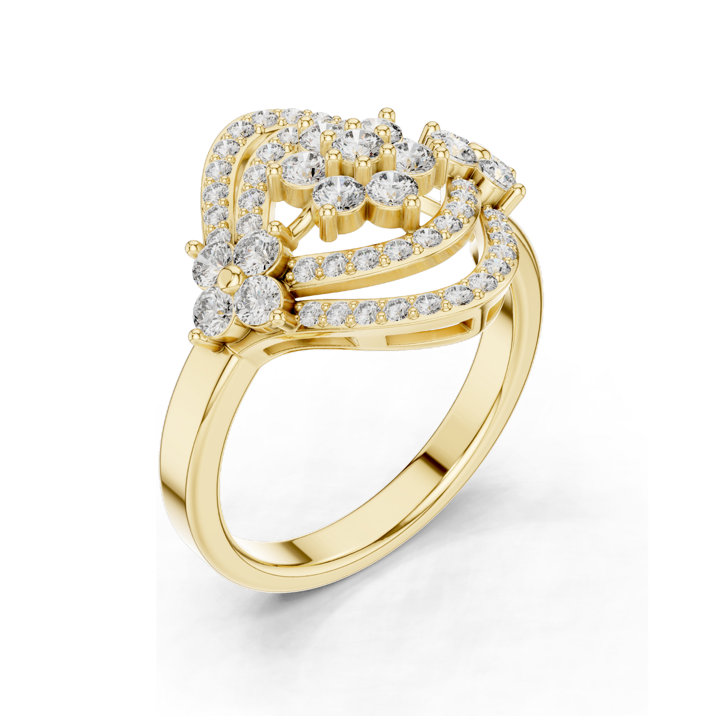 0.9 CT Lab Diamond Flower Design Ring for Women | VVS-VS EF Clarity | 18KT, 14KT, 10KT Gold & 925 Silver | Rose, Yellow, White Gold & Moissanite Options