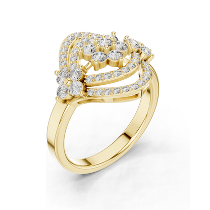 0.9 CT Lab Diamond Flower Design Ring for Women | VVS-VS EF Clarity | 18KT, 14KT, 10KT Gold & 925 Silver | Rose, Yellow, White Gold & Moissanite Options