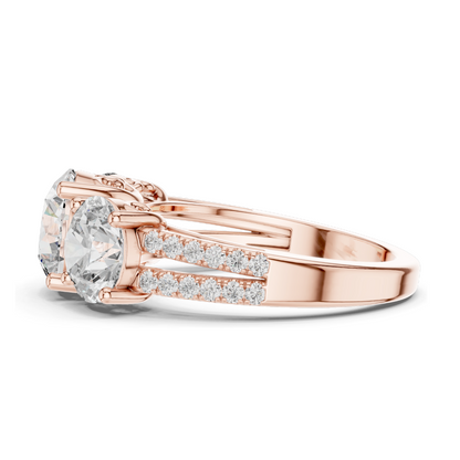 4.192 CT Lab Diamond Three-Stone Ring for Women | VVS-VS EF Clarity | 18KT, 14KT, 10KT Gold & 925 Silver | Rose, Yellow, White Gold & Moissanite Options