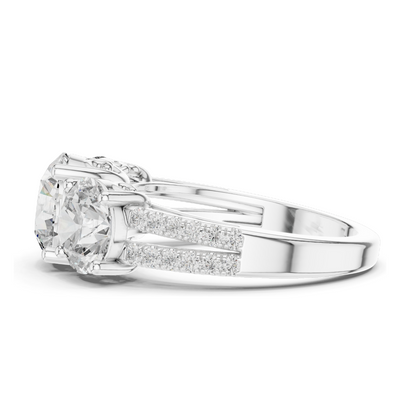 4.192 CT Lab Diamond Three-Stone Ring for Women | VVS-VS EF Clarity | 18KT, 14KT, 10KT Gold & 925 Silver | Rose, Yellow, White Gold & Moissanite Options