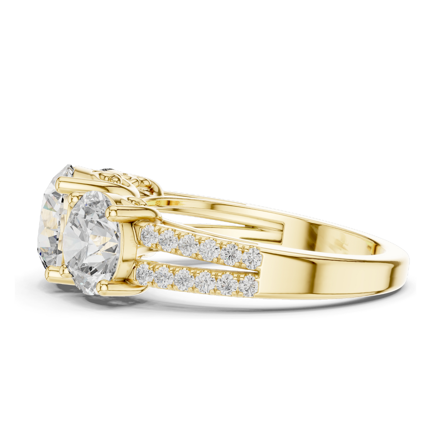 4.192 CT Lab Diamond Three-Stone Ring for Women | VVS-VS EF Clarity | 18KT, 14KT, 10KT Gold & 925 Silver | Rose, Yellow, White Gold & Moissanite Options