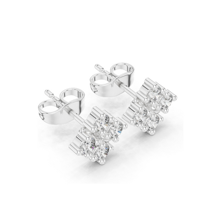 Elegant Diamond Cluster Stud Earrings | 0.52 CT Lab-Grown VVS-VS EF Clarity | 18KT, 14KT, 10KT Gold & 925 Silver | Available in Rose, Yellow, White Gold & Moissanite Options