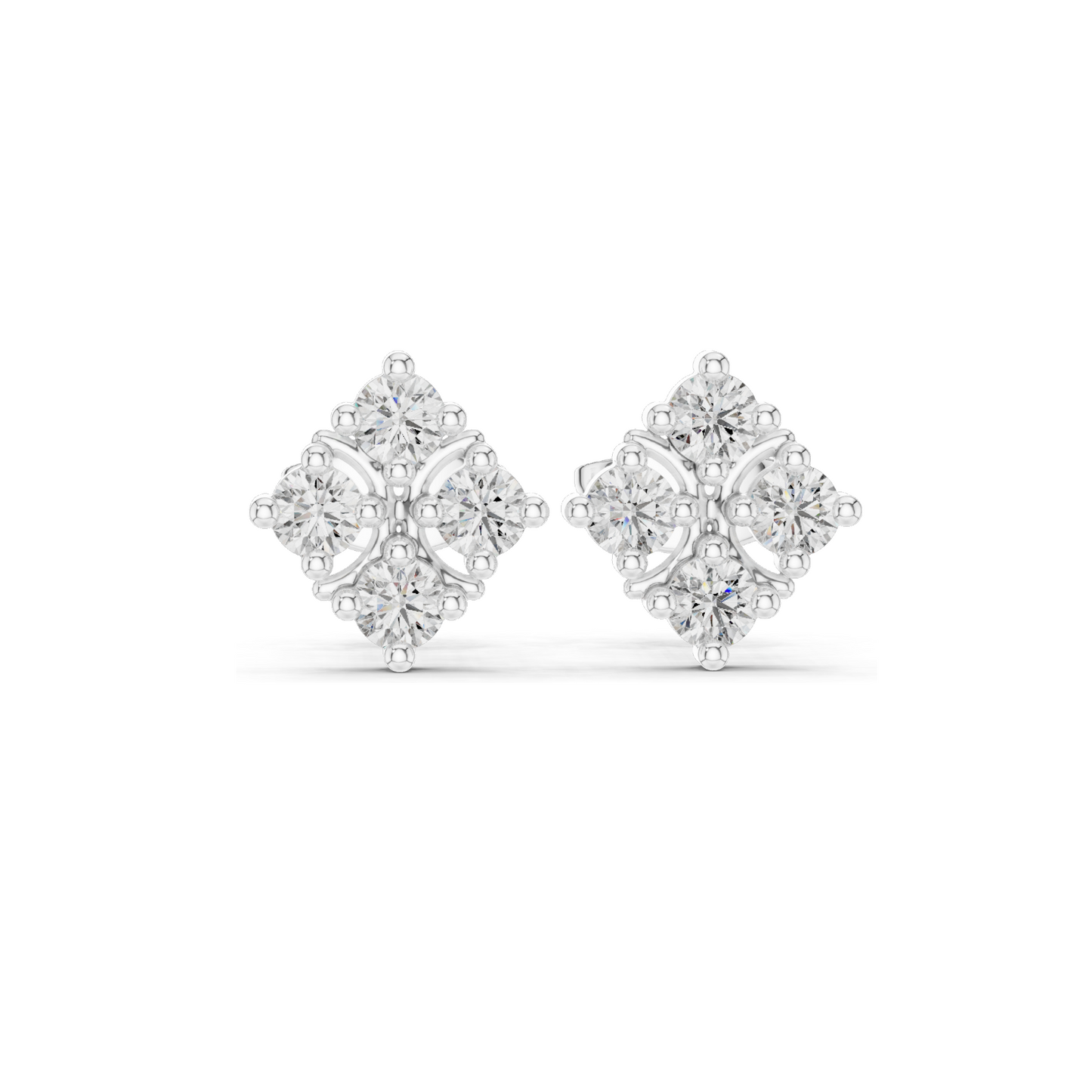 Elegant Diamond Cluster Stud Earrings | 0.52 CT Lab-Grown VVS-VS EF Clarity | 18KT, 14KT, 10KT Gold & 925 Silver | Available in Rose, Yellow, White Gold & Moissanite Options
