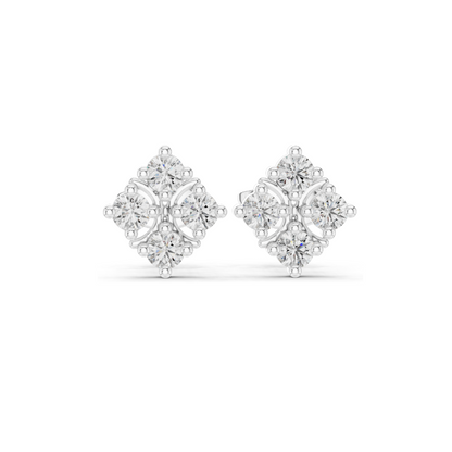Elegant Diamond Cluster Stud Earrings | 0.52 CT Lab-Grown VVS-VS EF Clarity | 18KT, 14KT, 10KT Gold & 925 Silver | Available in Rose, Yellow, White Gold & Moissanite Options