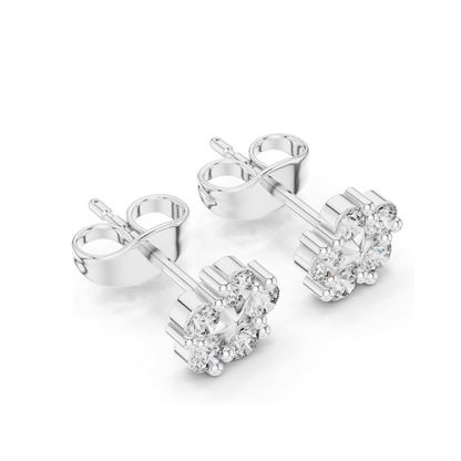 Lab Grown Diamond Flower Design Earrings | 0.35 CT VVS-VS EF Clarity | 18KT, 14KT, 10KT Gold & 925 Silver | Rose, Yellow, White Gold & Moissanite Options