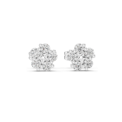 Lab Grown Diamond Flower Design Earrings | 0.35 CT VVS-VS EF Clarity | 18KT, 14KT, 10KT Gold & 925 Silver | Rose, Yellow, White Gold & Moissanite Options
