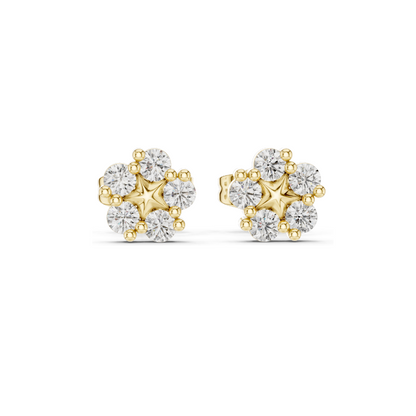 Lab Grown Diamond Flower Design Earrings | 0.35 CT VVS-VS EF Clarity | 18KT, 14KT, 10KT Gold & 925 Silver | Rose, Yellow, White Gold & Moissanite Options