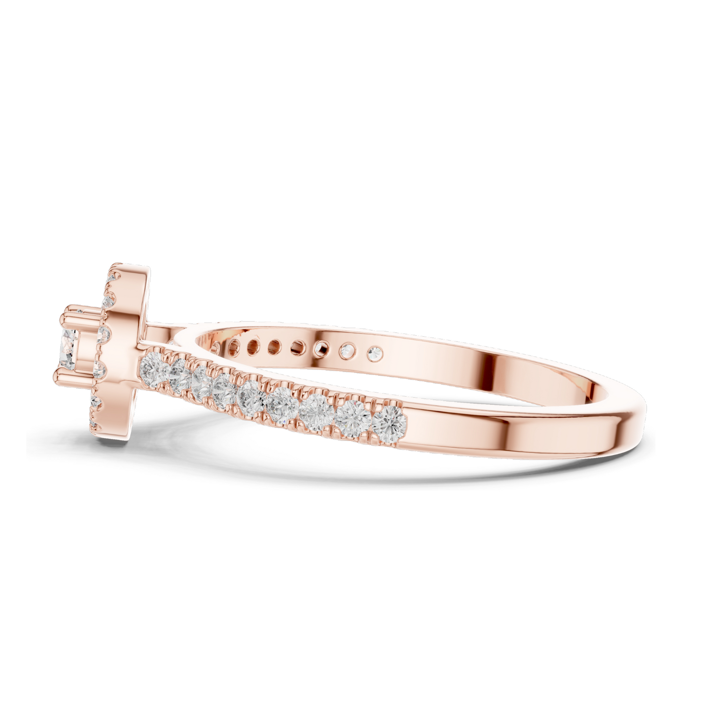 0.309 CT Lab Diamond Halo Ring for Women | VVS-VS EF Clarity | 18KT, 14KT, 10KT Gold & 925 Silver | Rose, Yellow, White Gold & Moissanite Options