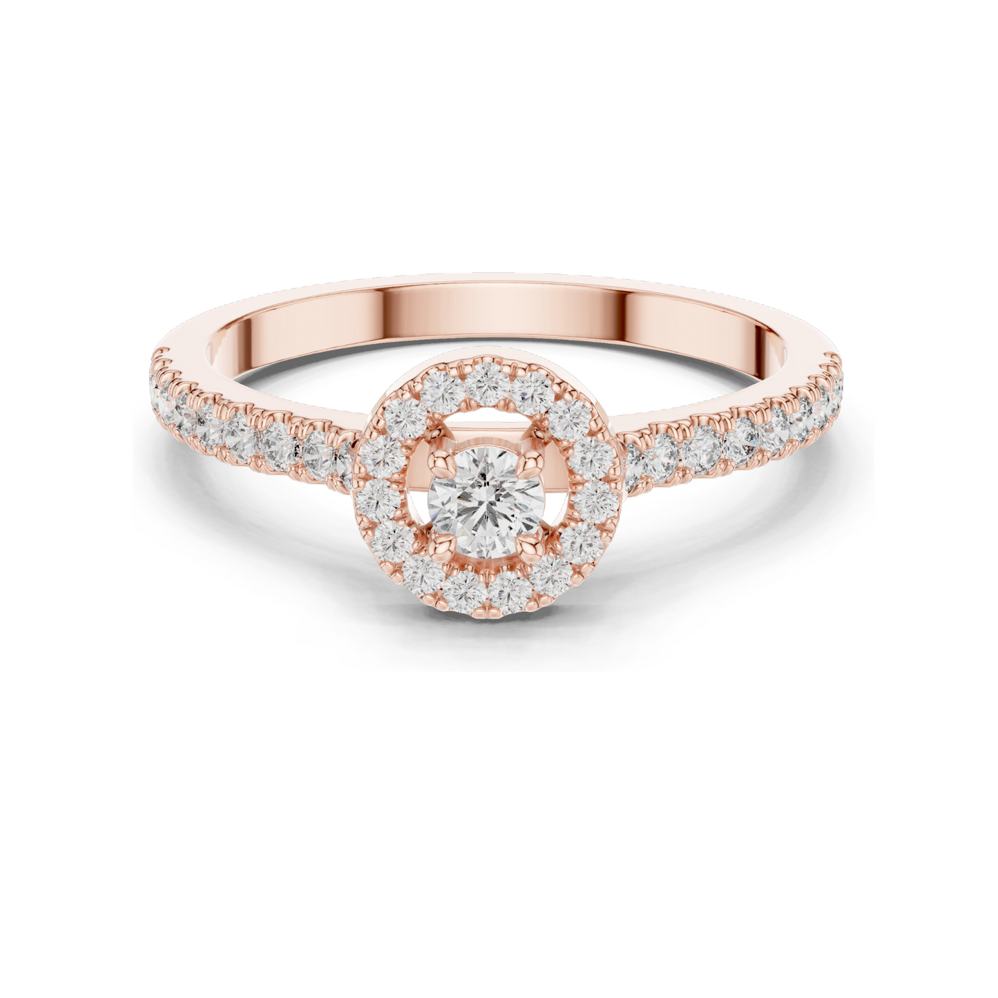 0.309 CT Lab Diamond Halo Ring for Women | VVS-VS EF Clarity | 18KT, 14KT, 10KT Gold & 925 Silver | Rose, Yellow, White Gold & Moissanite Options