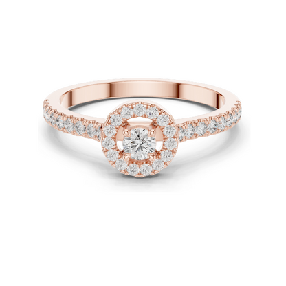 0.309 CT Lab Diamond Halo Ring for Women | VVS-VS EF Clarity | 18KT, 14KT, 10KT Gold & 925 Silver | Rose, Yellow, White Gold & Moissanite Options