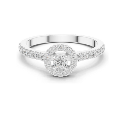 0.309 CT Lab Diamond Halo Ring for Women | VVS-VS EF Clarity | 18KT, 14KT, 10KT Gold & 925 Silver | Rose, Yellow, White Gold & Moissanite Options