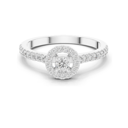 0.309 CT Lab Diamond Halo Ring for Women | VVS-VS EF Clarity | 18KT, 14KT, 10KT Gold & 925 Silver | Rose, Yellow, White Gold & Moissanite Options