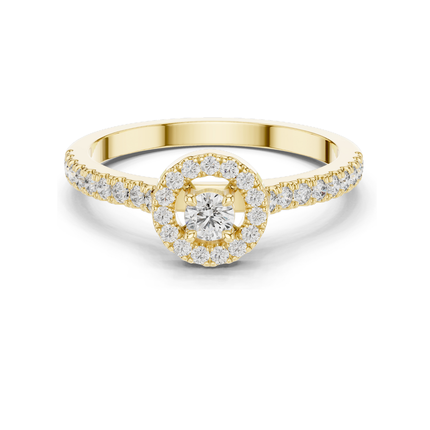0.309 CT Lab Diamond Halo Ring for Women | VVS-VS EF Clarity | 18KT, 14KT, 10KT Gold & 925 Silver | Rose, Yellow, White Gold & Moissanite Options