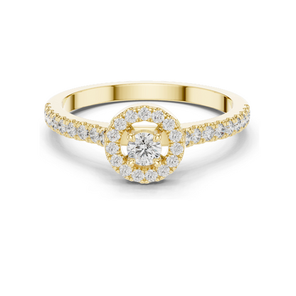 0.309 CT Lab Diamond Halo Ring for Women | VVS-VS EF Clarity | 18KT, 14KT, 10KT Gold & 925 Silver | Rose, Yellow, White Gold & Moissanite Options
