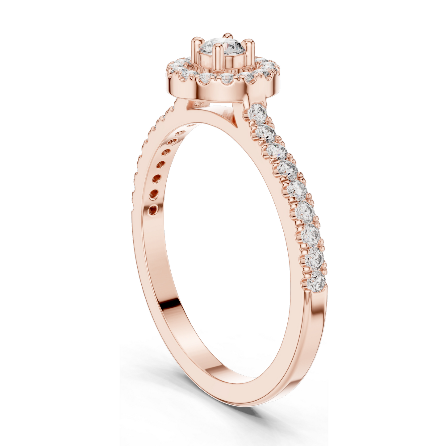 0.309 CT Lab Diamond Halo Ring for Women | VVS-VS EF Clarity | 18KT, 14KT, 10KT Gold & 925 Silver | Rose, Yellow, White Gold & Moissanite Options